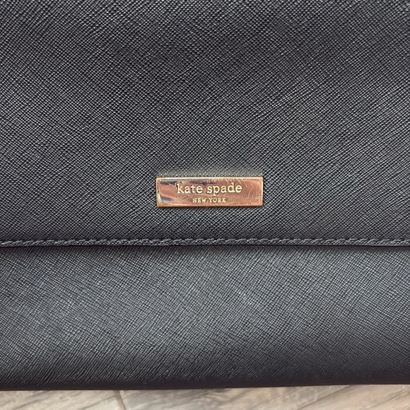 KATE SPADE Black Leather Flap Crossbody Handbag Satchel Newbury Lane Brynlee - Picture 2 of 11
